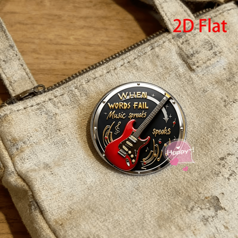 Music Themed Brooch "WHEN WORDS FAIL MUSIC SPEAKS" Stainless Steel Pin
